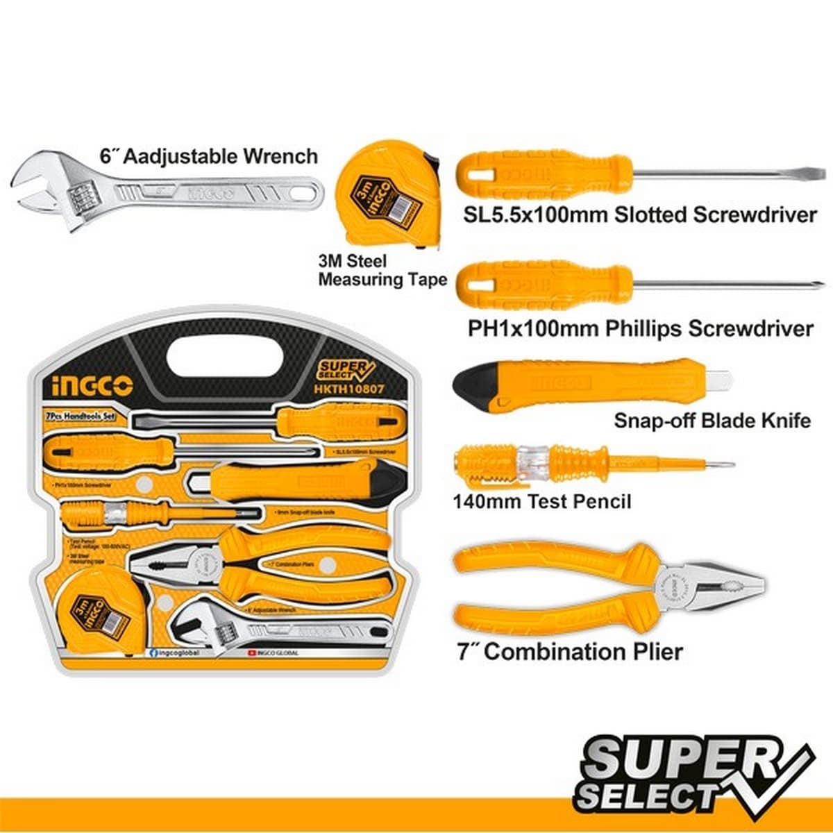 ชุดเครื่องมือ 7 ชิ้น Super Select อิงโก้ (INGCO) รุ่น HKTH10807
